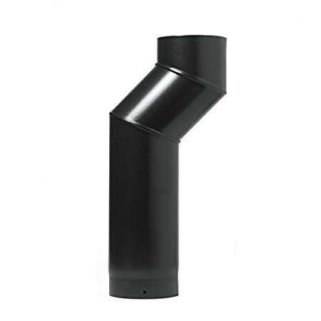 125mm (5") x 565mm One Piece Offset Black Flue Pipe - Thermotec